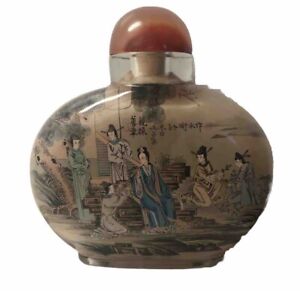 Chinese Large Glass Snuff Bottle Jade Stopper 325 Grams