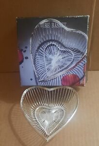 Basket Wire Silver Plated Heart With Original Box