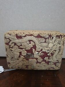Antique Cinnabar Box With Dragon Motif Some Damage To Lid