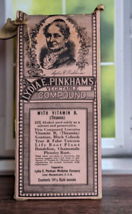 Patent Medicine Lydia E Pinkham Vegetable Compound Glass Bottle W Box 1940s A91