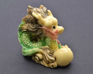 Vintage Hand Made Resin Dragon Netsuke Okimono Japanese Figurine