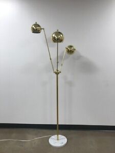 Greatly Reduced Lamp Solid Brass 3 Globe Lights With Marble Base Bendable