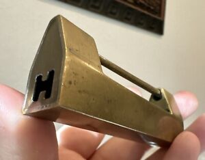 Chinese Vintage Antique Old Style Brass Hardware Padlock Lock No Key 