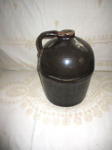 Antique Early Southern Alkaline Drip Glaze Brown 5 Gallon Jug