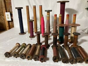 31 Vintage Wood Spool Large Bobbin Antique Wooden Display Thread Craft