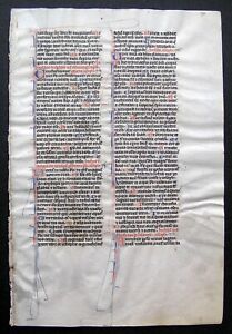 Medieval Large Illuminated Manuscript Bible Leaf France C 1247