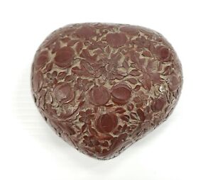 Antique Chinese Cinnabar Covered Heart Shaped Box