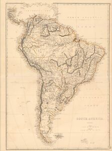 1876 South America Antique Map 27 5 X 19 5 Large Hand Color In Outline