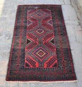 3x6 Handmade Vintage Afghan Baluchi Tribal Area Rug Persian Antique Oriental Rug