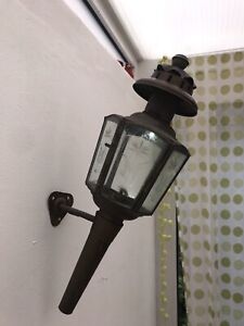 Antique French Lantern 19th Century French Torch Etched Glass Wall Sconce Oil