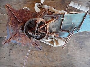 Steampunk Gears Antique Rustic Farmhouse Farm Seeder Sower Spreader Tool Crank