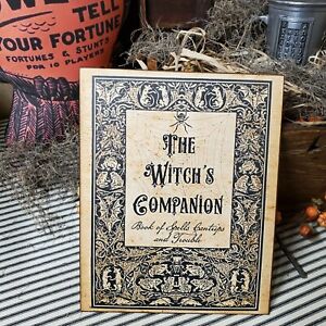 Primitive Vintage Steampunk Retro Style Halloween Witches Spell Book Spider Sign