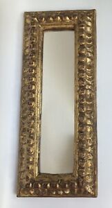 Vintage Gold Italian Florentine Mirror Wood Carved Gilt Slender Rectangle