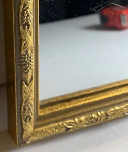 Vtg Ornate Gilt Wood Mirror 6x6 Small French Country Grapes Hollywood Regency