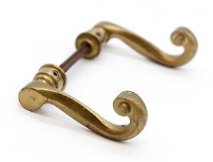 Pair Of Brass Vintage Swirl Handle Lever Door Knobs