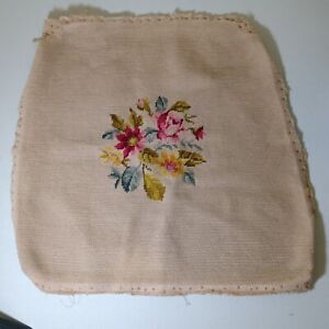 Needlepoint Petit Point Floral Rose Daisy Chair Seat Back Cover Hand Made Wool
