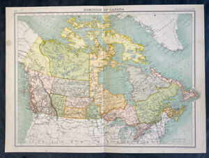 1890 John Bartholomew Large Antique Map Of Canada