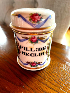 Antique Doctors Pharmacist Apothecary Medicine Jar Porcelain Pill De Meclin Rare