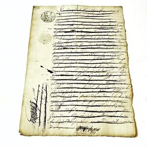 Rare Antique French Paper Legal Document Manuscript Collect Diy Or Decor C