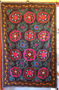 Large Old Uzbek Suzani Hand Made Embroidery Wall Hanging