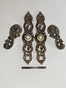 Vintage Vip Fancy Victorian Lever Door Handles W Backplates Silver Plated Brass