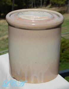 Antique Butte Montana Pink Cream Butter Crock W Lid Prison Made Lutana