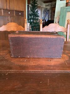 19th Century American Carved Wood Candle Box Dovetailed