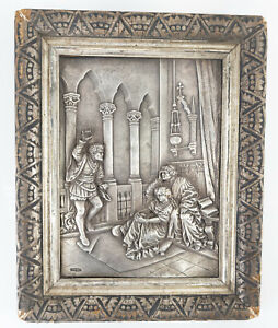 Antique Sterling Silver Repousse Plaque Othello After Carl Becker Shakespeare