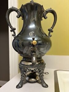 Vintage Silver Plated Samovar Coffee Tea Urn Warmer With Burner 16 5 