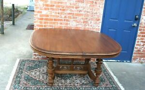 French Antique Walnut Gothic Renaissance Dining Table Kitchen Table