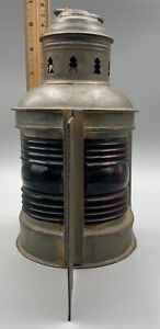 Vintage Perkins Perko Marine Oil Lantern W Green Red Glass Lenses