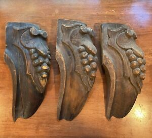 Three Antique Carved Salvage Walnut Wood Trim From Piano Legs Sculpture
