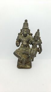 Antique Indian Bronze Statue Of Couple Shiva Parvati