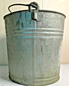 Vtg Galvanized Metal 1122 Bucket Pail Farmhouse Bail Handle 10 T X 11 W