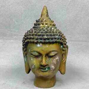 Vintage Chinese Pure Copper Brass Handmade Exquisite Buddha Head Statue 91265