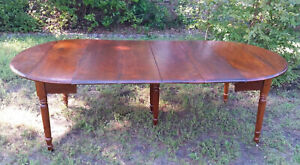 Antique 19th Century American Cherry Drop Leaf Banquet Dining Table Four Leaves