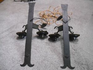 1920s Style Hand Wrought Iron Spanish Revival Home Double Wall Sconce Lamp Light