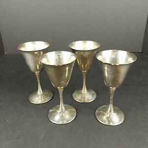 Vintage F B Rogers Silver Plate 5 5 Wine Goblets Made In Spain Set Of 4