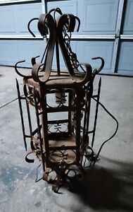 Vintage Wrought Iron Lamp With 8ft Chain