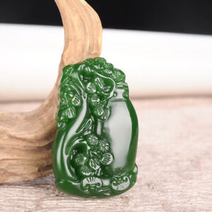 Natural Green Jade Huakaifugui Pendant Necklace Amulet Lucky Huakaifugui New