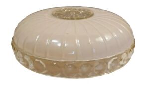 Antique Art Deco Pink Clear Ceiling Light Shade 11 Inch