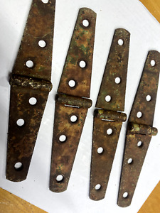 4 Extra Rusty Crusty 6 Cabinet Or Chest Strap Hinge Vintage Repair Restoration