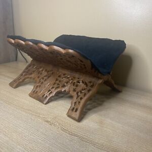 Old Antique Wooden Book Stand Original Hand Carved Holder For Holy Geeta Quran