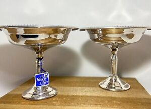 Set Of 2 Fb Rogers Silver Co Silver Plated Pedestal Compote Bowls