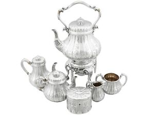 Sterling Silver Six Piece Bachelor Tea And Coffee Service Antique Victorian