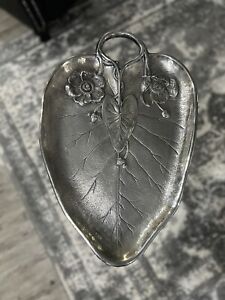 Antique Reed Barton 1400 Art Nouveau Deco Lily Pad Leaf 20 Charger Tray
