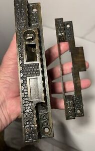 Unusual Antique Victorian Brass Faced Eastlake Door Offset Norwalk Mortise Lock