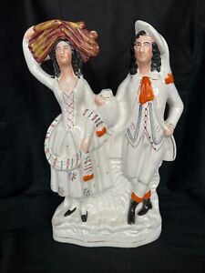 Antique Staffordshire 19th Century Harvest Couple Mantle Figurine
