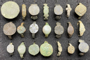 Set Of Rare Ancient Roman Bronze Rings 21 Pcs Inserting Stones