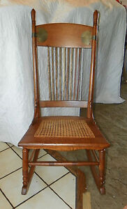 Quartersawn Oak Caned Sewing Rocker Rocking Chair R66 